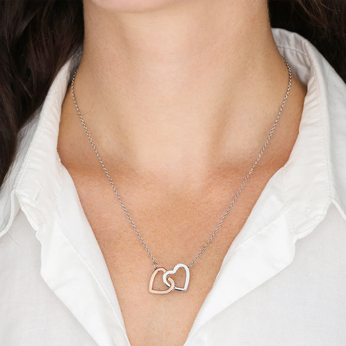 Just Go Forth And Aim For The Skies - Personalized Custom Interlocking Heart Necklace - Image 6