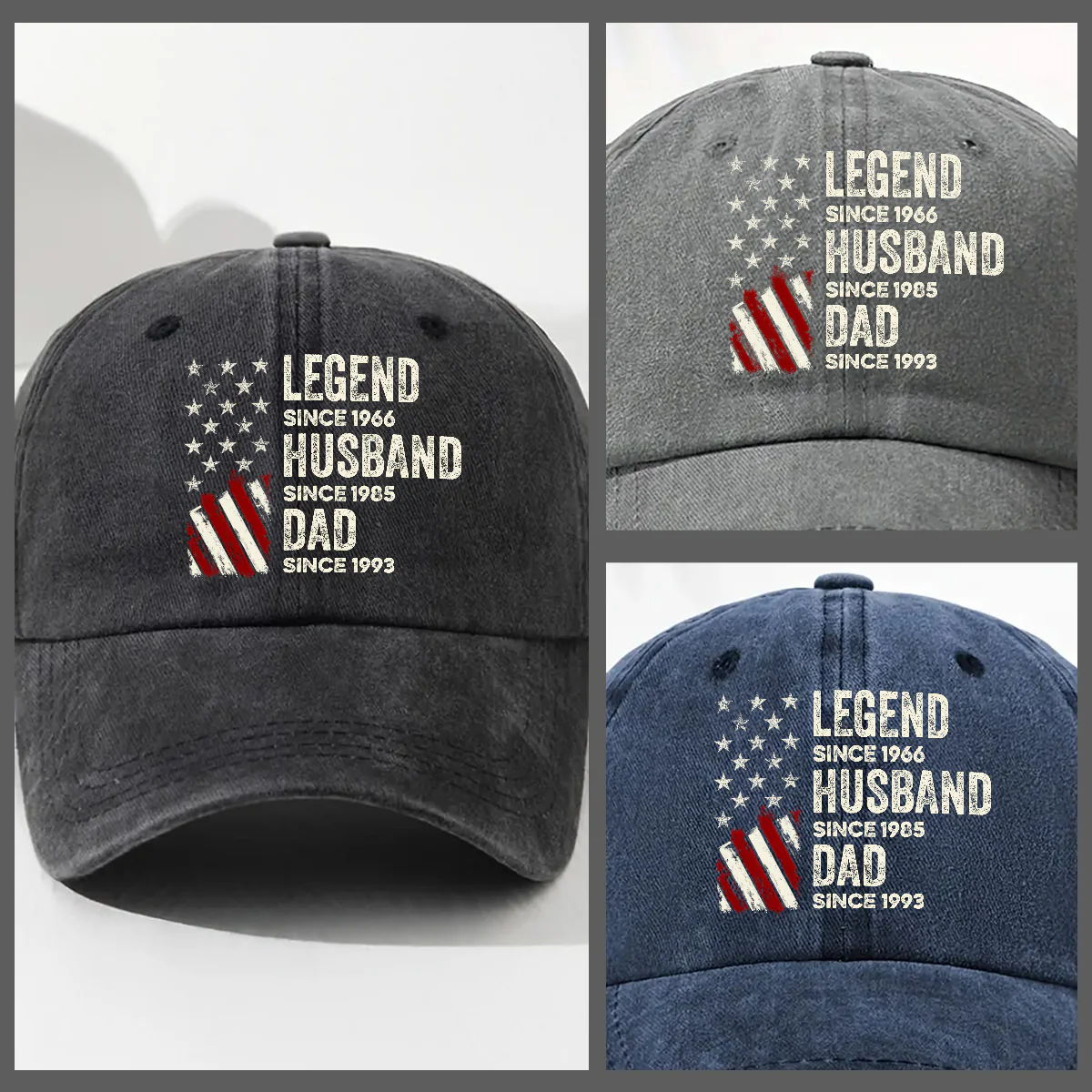 Just Keep Getting Better - Personalized Custom Vintage Washed Denim Cap - Image 3