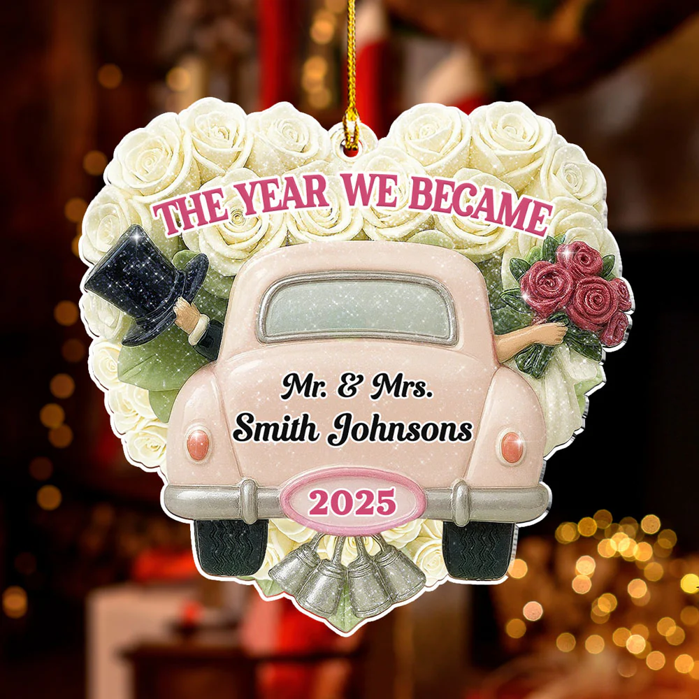 Just Married You - Personalized Custom Acrylic Ornament - Image 4