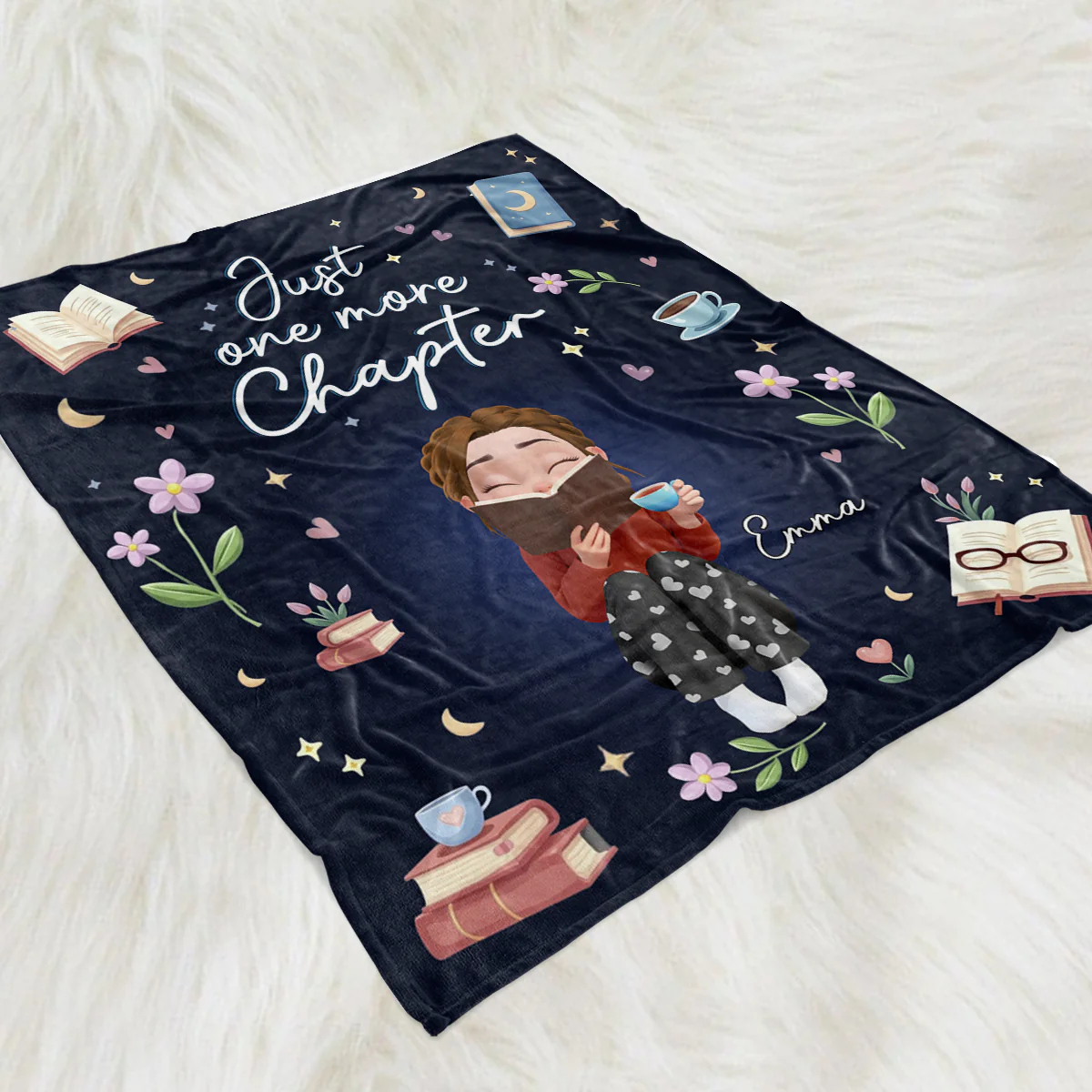 Just One More Chapter - Personalized Custom Fleece Blanket - Image 2