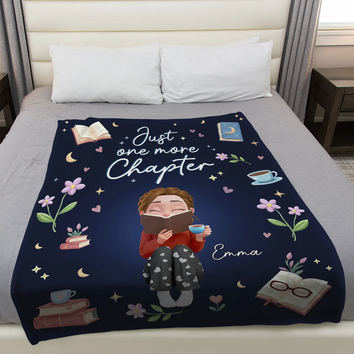 Just One More Chapter - Personalized Custom Fleece Blanket - Image 3