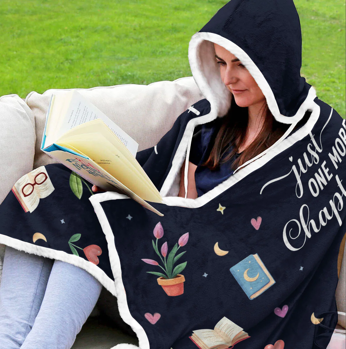 Just One More Chapter - Personalized Custom Hooded Blanket - Image 3