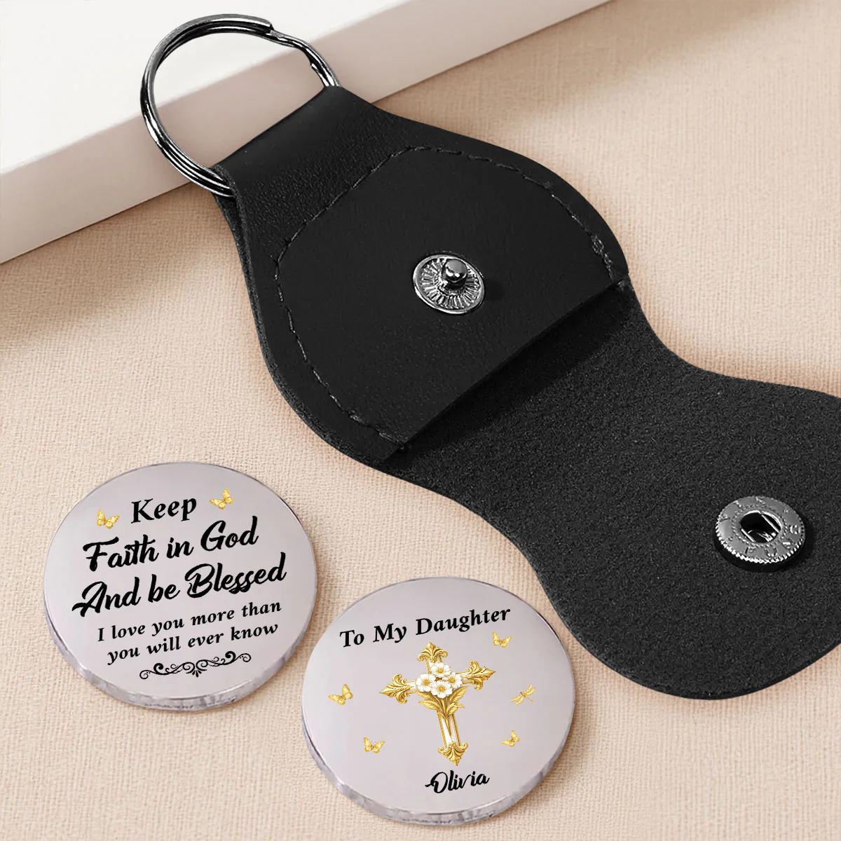 Keep Faith In God - Personalized Custom Pocket Hug - Image 2