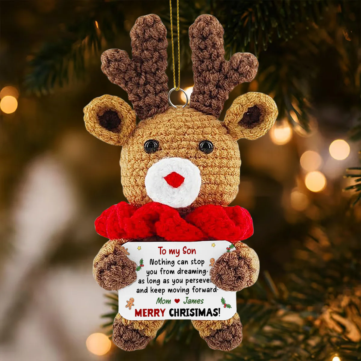Keep Moving Forward - Personalized Custom Deer Crocheted Ornament - Image 3