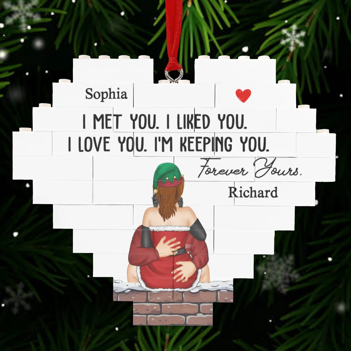Keeping You Forever - Personalized Custom Heart Puzzle Ornament - Image 7
