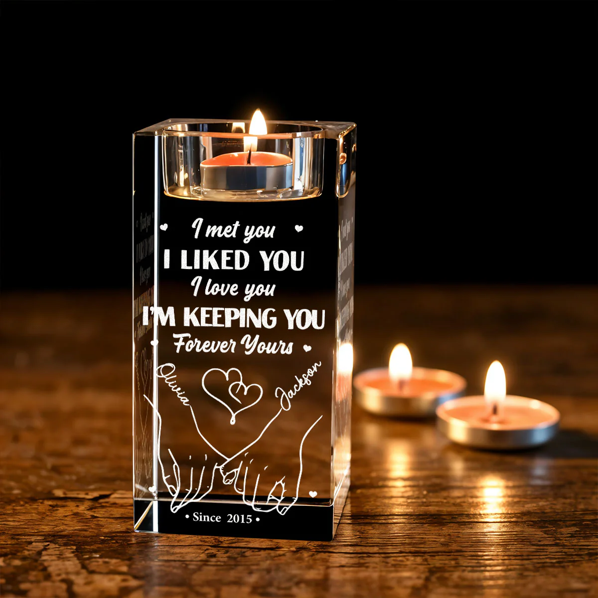 Keeping You - Personalized Custom Engraved Crystal Candle Holder - Image 6