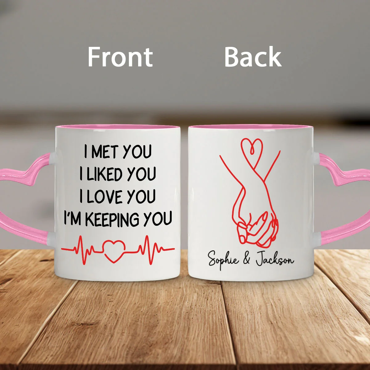 Keeping You - Personalized Custom Heart Handle Mug - Image 7