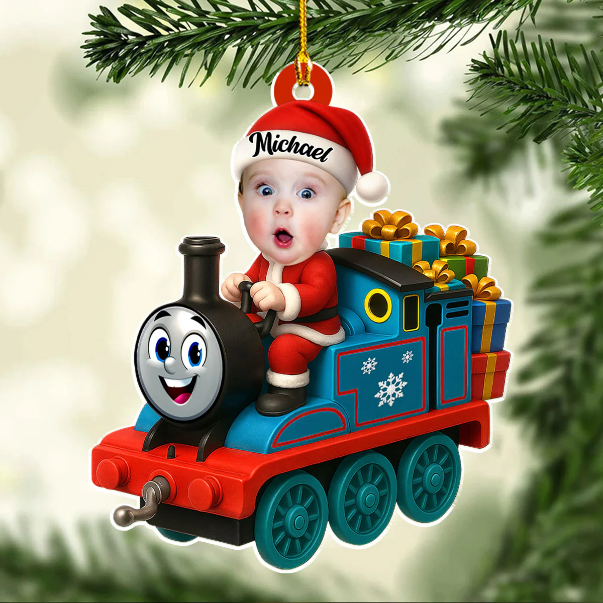 Kid Baby Toy Train - Personalized Custom Acrylic Ornament - Image 3