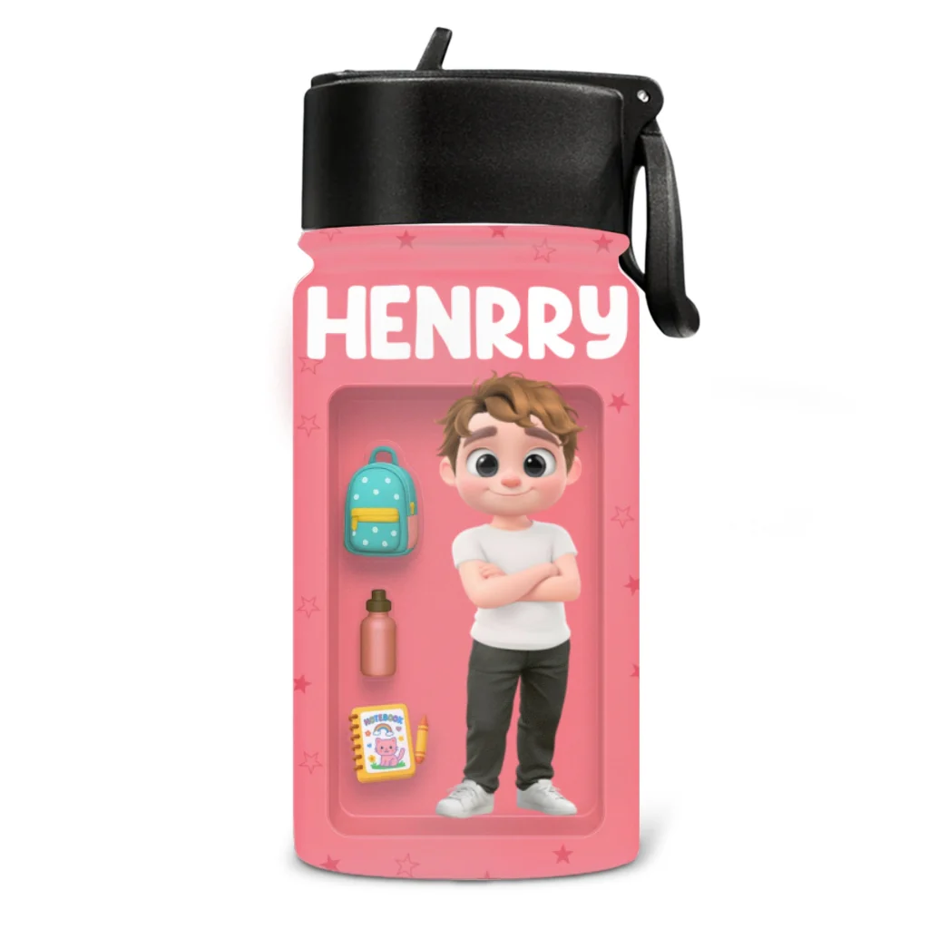 Kid Back To School - Personalized Custom Kids Water Bottle - Image 6