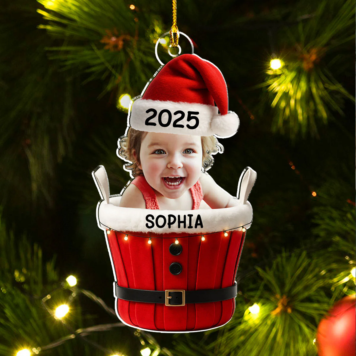 Kid Is The Greatest Gift From Santa - Personalized Custom Acrylic Ornament - Image 3