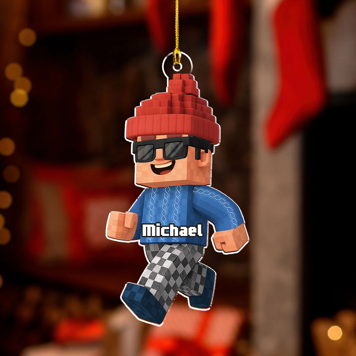 Kid Walking Voxel - Personalized Custom Acrylic Ornament - Image 2