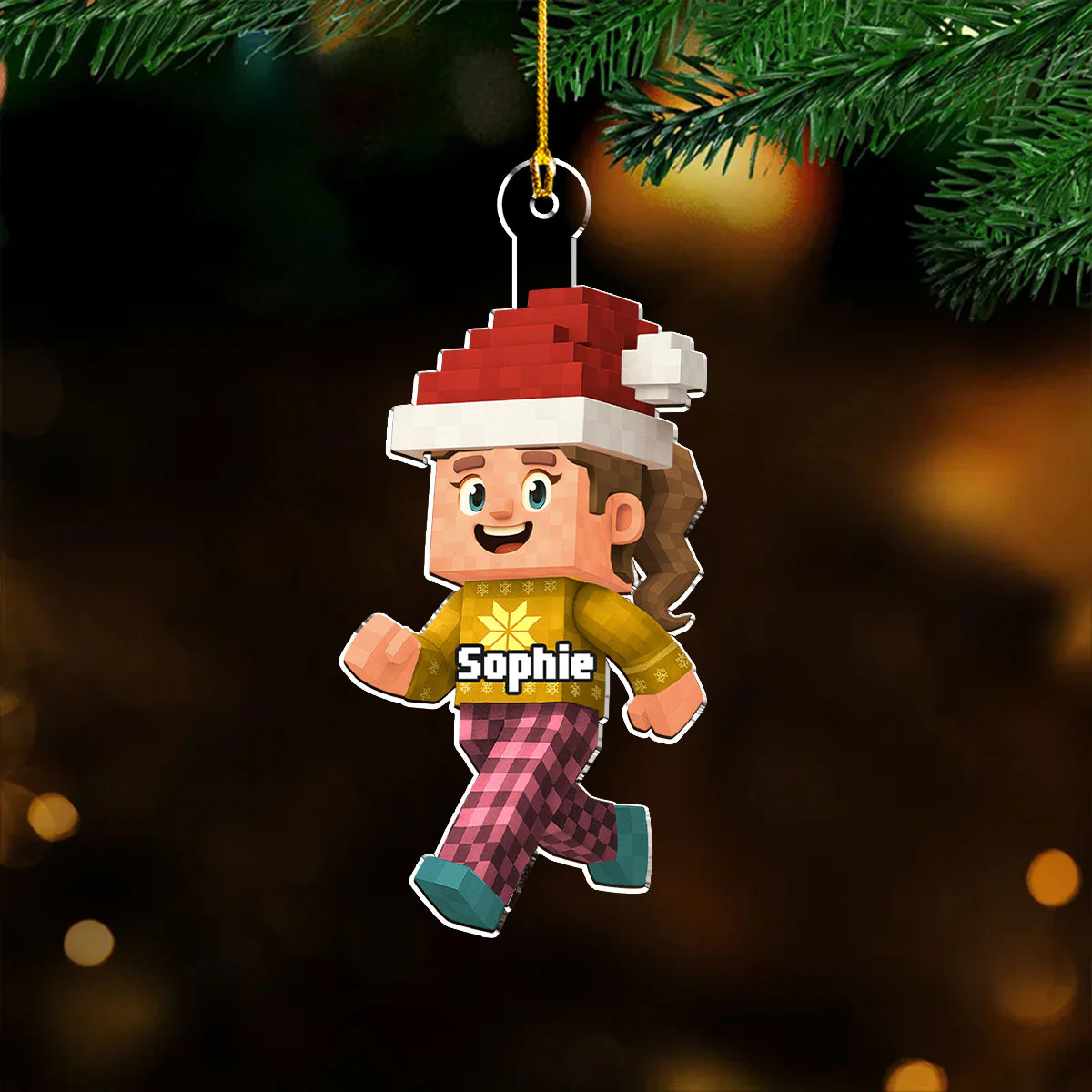 Kid Walking Voxel - Personalized Custom Acrylic Ornament - Image 3