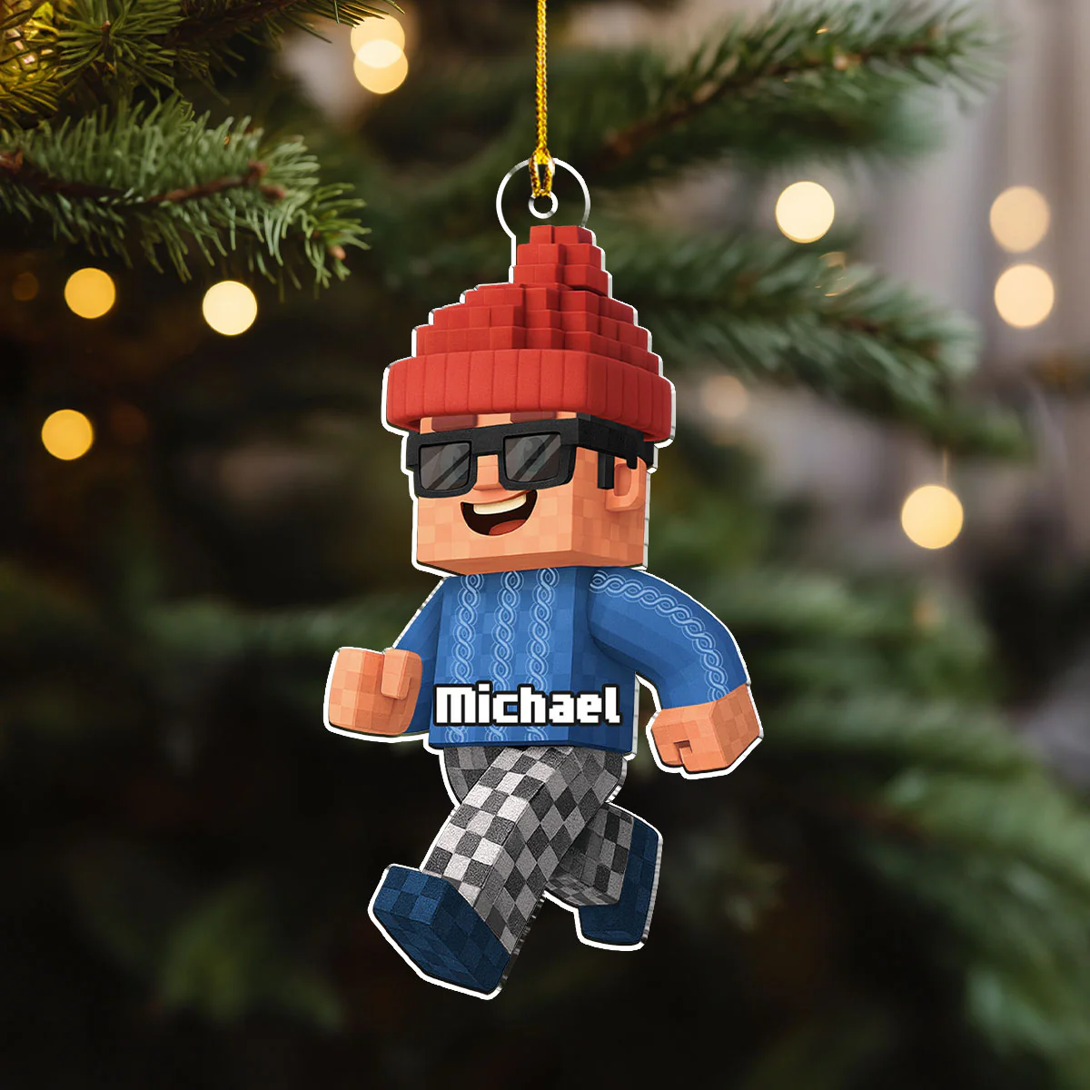 Kid Walking Voxel - Personalized Custom Acrylic Ornament - Image 5