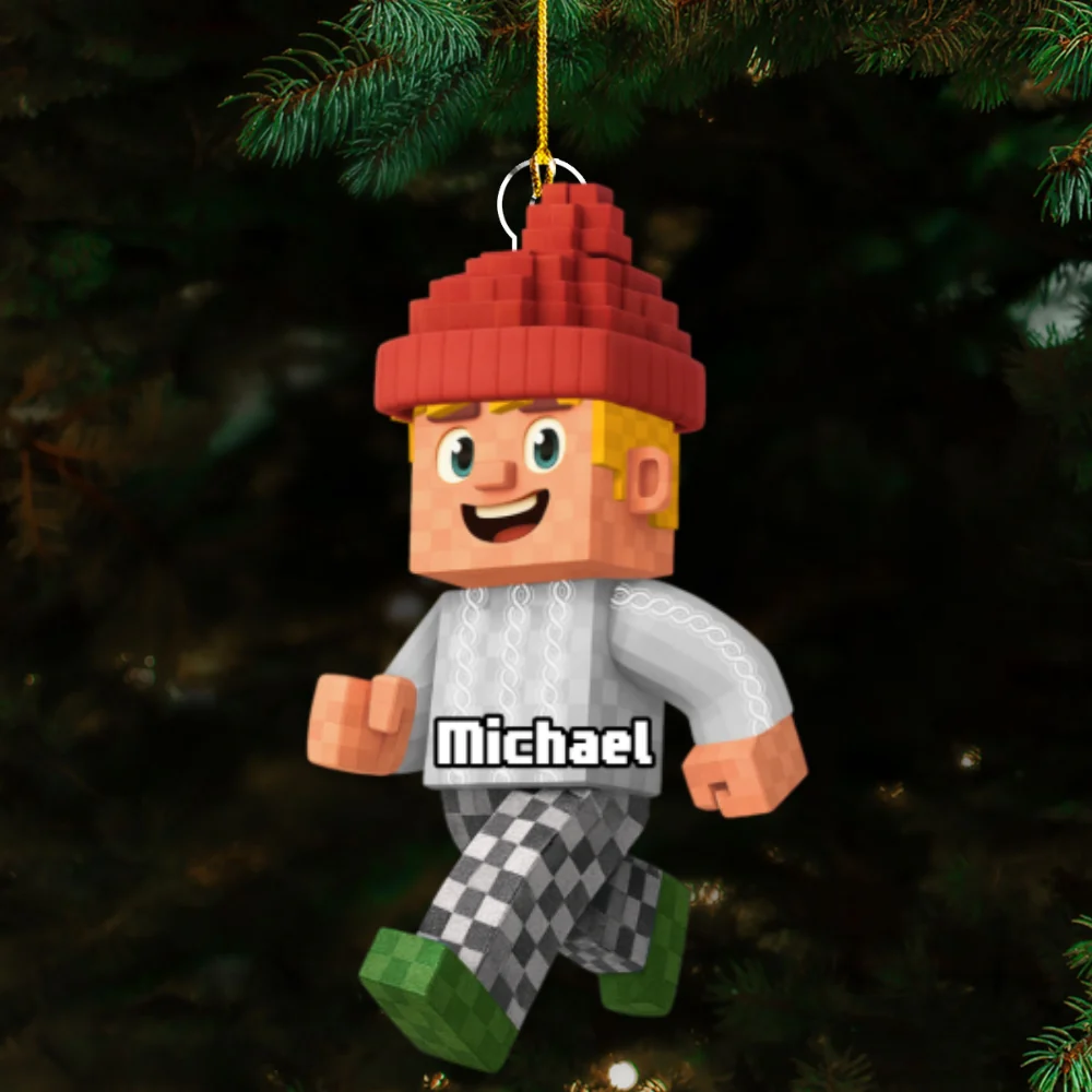 Kid Walking Voxel - Personalized Custom Acrylic Ornament - Image 7