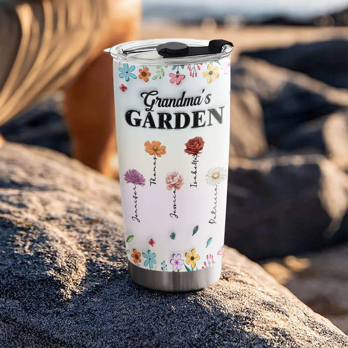 Kids Flower Garden - Personalized Custom 3D Inflated Effect Tumbler - Image 5