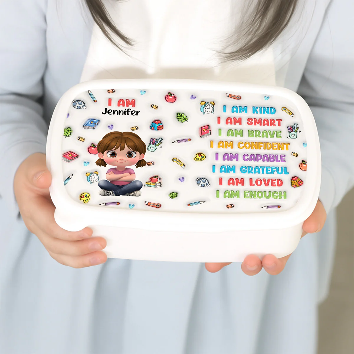 Kind Smart Loved Cartoonize - Personalized Custom Lunch Box - Image 2