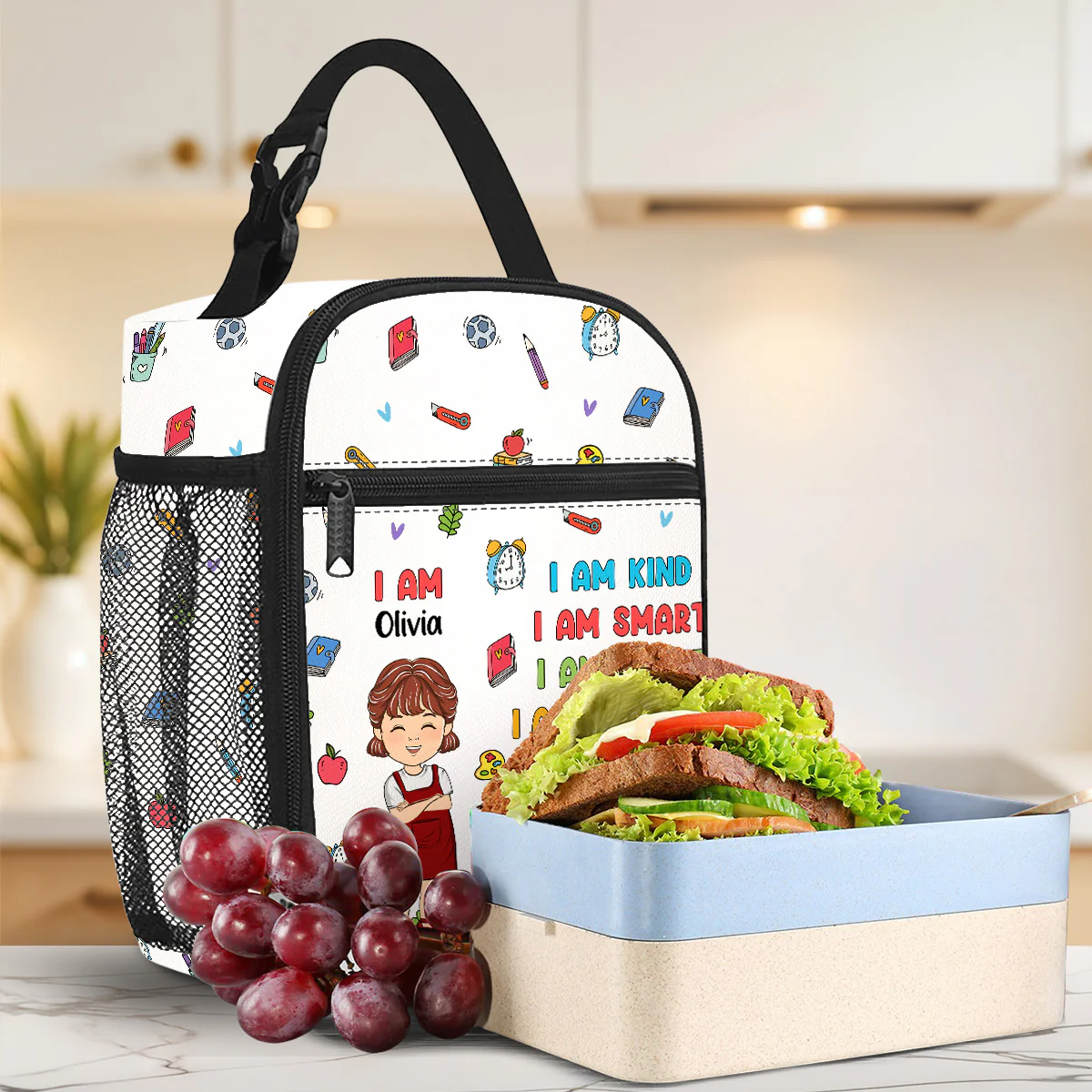 Kind Smart Loved - Personalized Custom Insulated Lunch Bag - Image 2