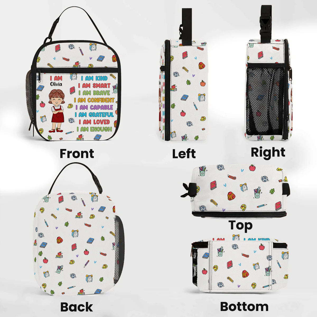 Kind Smart Loved - Personalized Custom Insulated Lunch Bag - Image 5