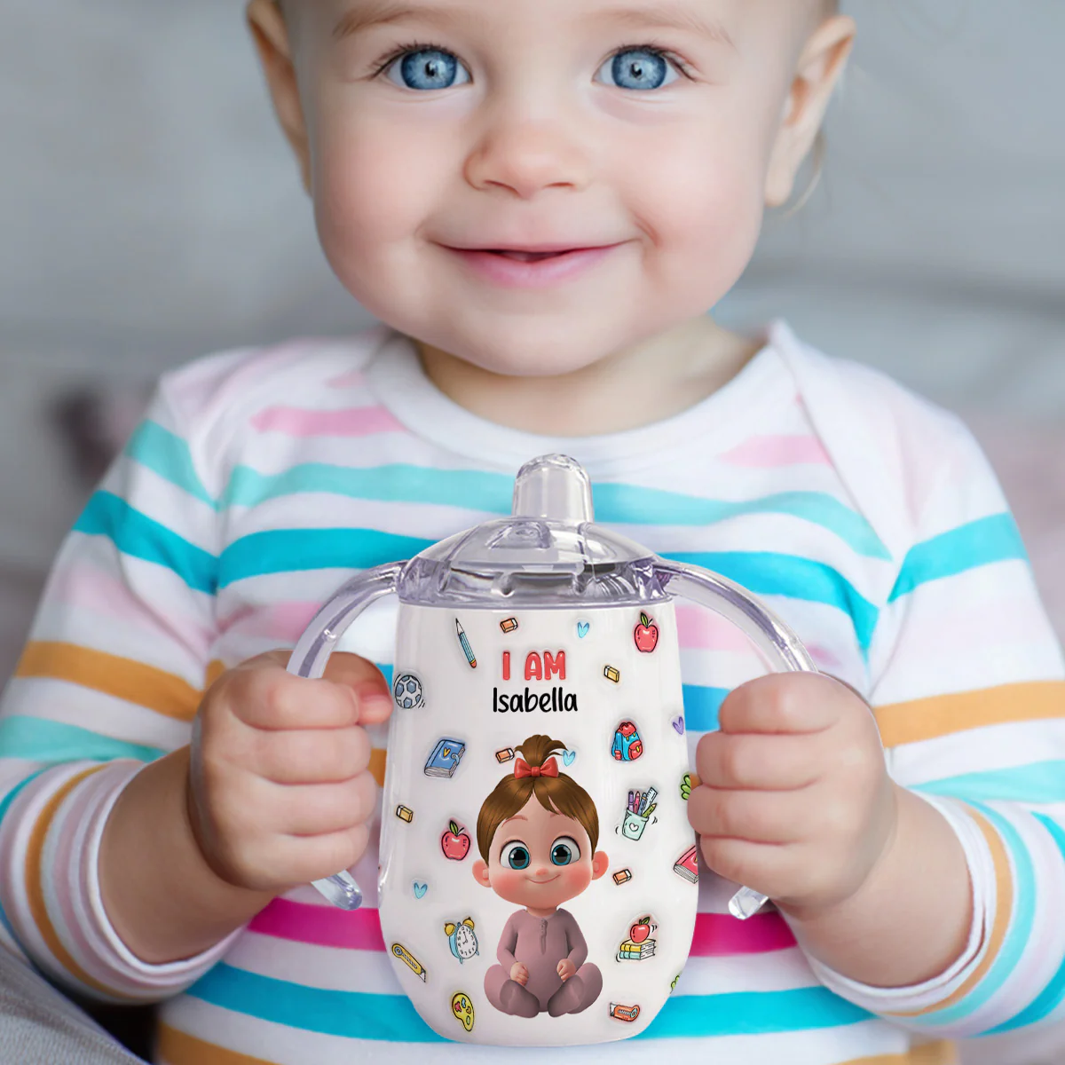 Kind Smart Loved - Personalized Custom Sippy Cup With Handles - Image 2