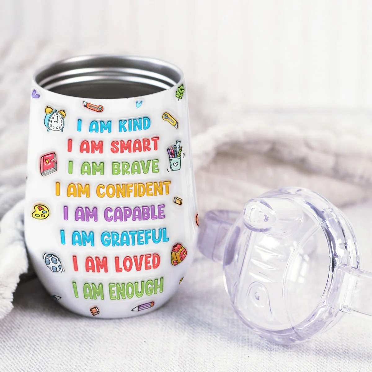 Kind Smart Loved - Personalized Custom Sippy Cup With Handles - Image 3