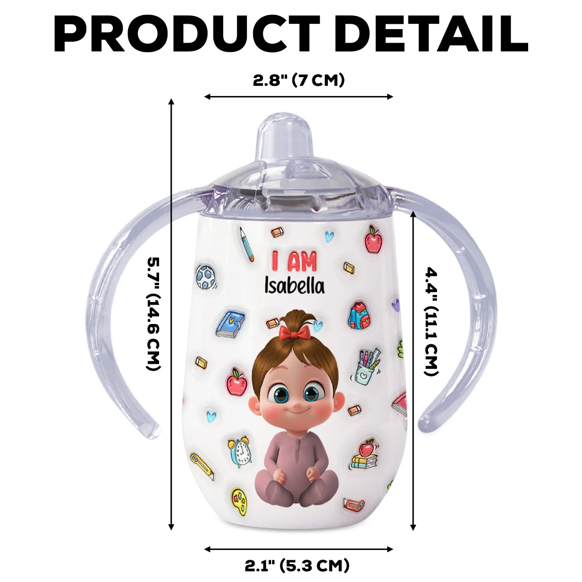 Kind Smart Loved - Personalized Custom Sippy Cup With Handles - Image 5