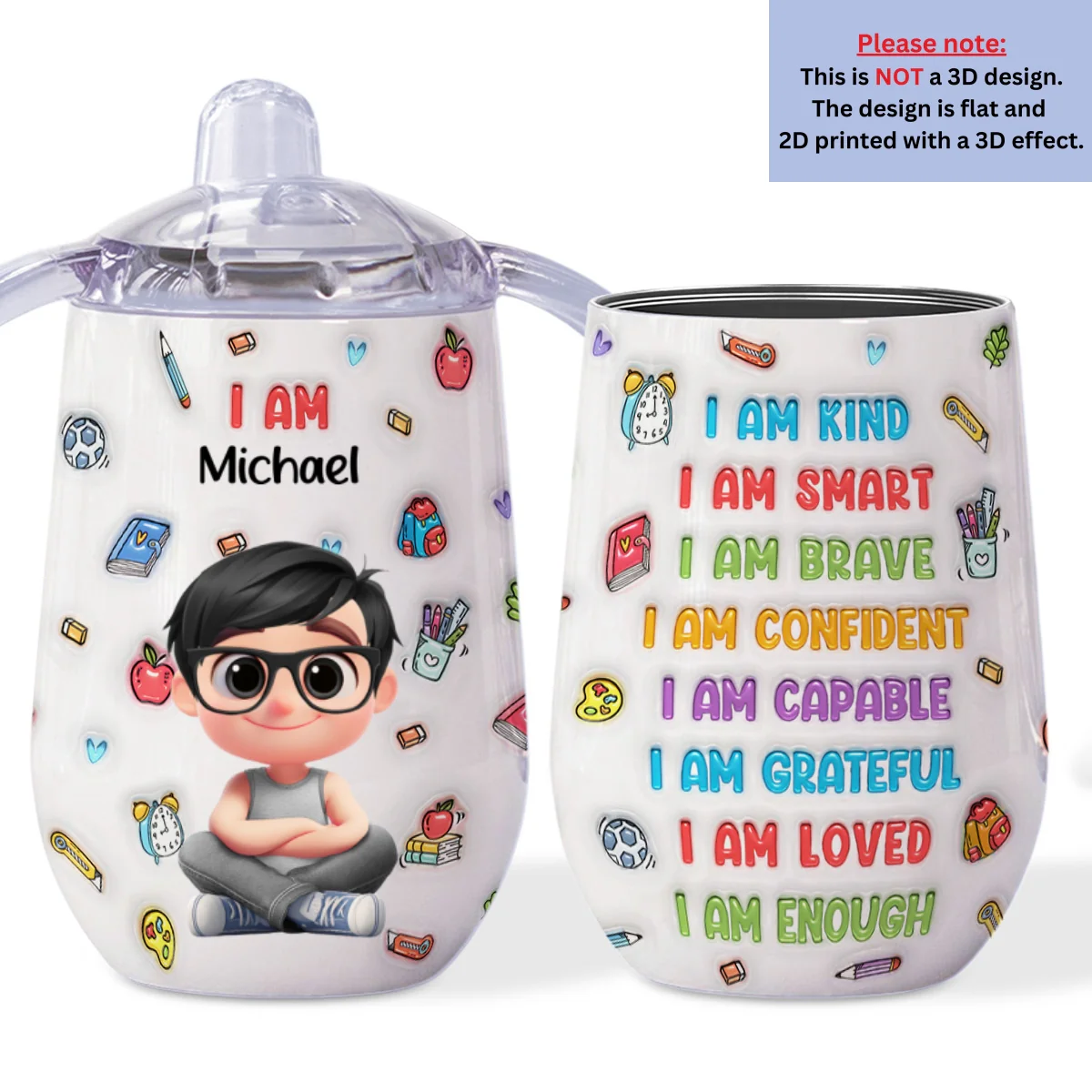 Kind Smart Loved - Personalized Custom Sippy Cup With Handles - Image 6