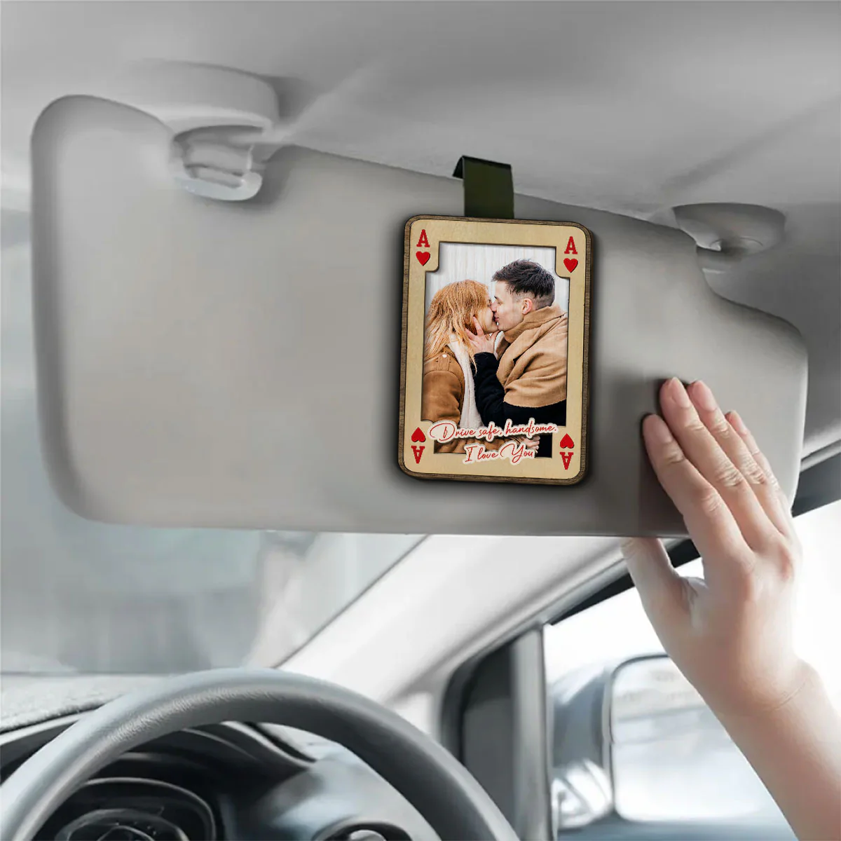 King And Queen Of Hearts - Personalized Custom Car Visor Clip - Image 3