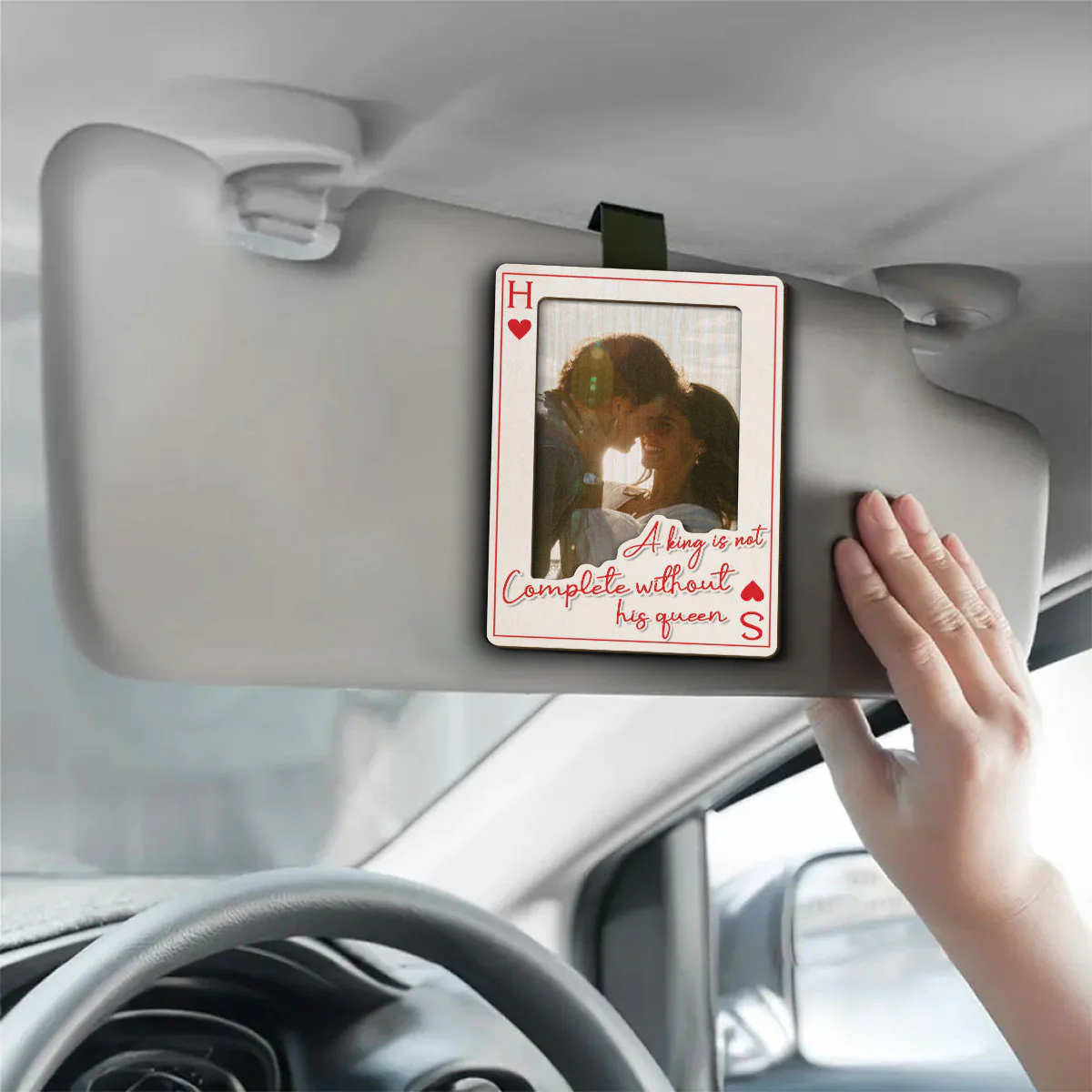 King Queen And Forever - Personalized Custom Car Visor Clip - Image 2
