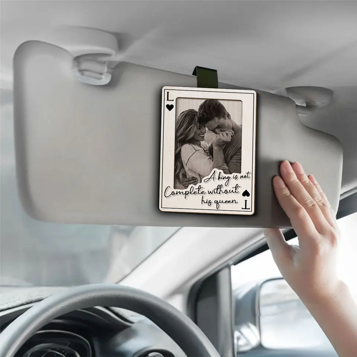 King Queen And Forever - Personalized Custom Car Visor Clip - Image 5