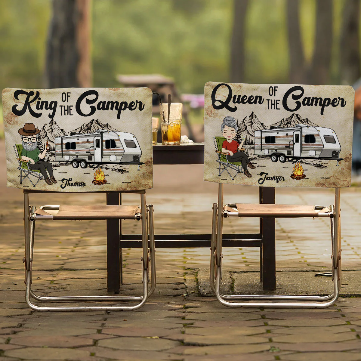 King Queen Of The Camper -  Personalized Custom Camping Chair Cover - Image 2
