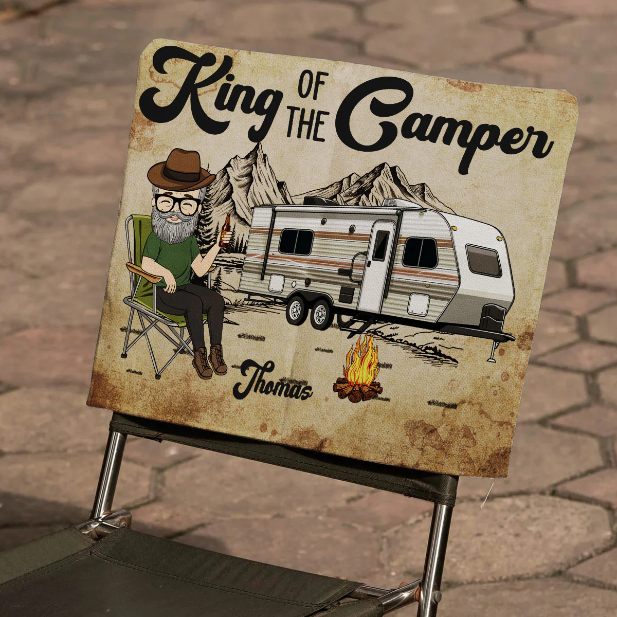 King Queen Of The Camper -  Personalized Custom Camping Chair Cover - Image 3