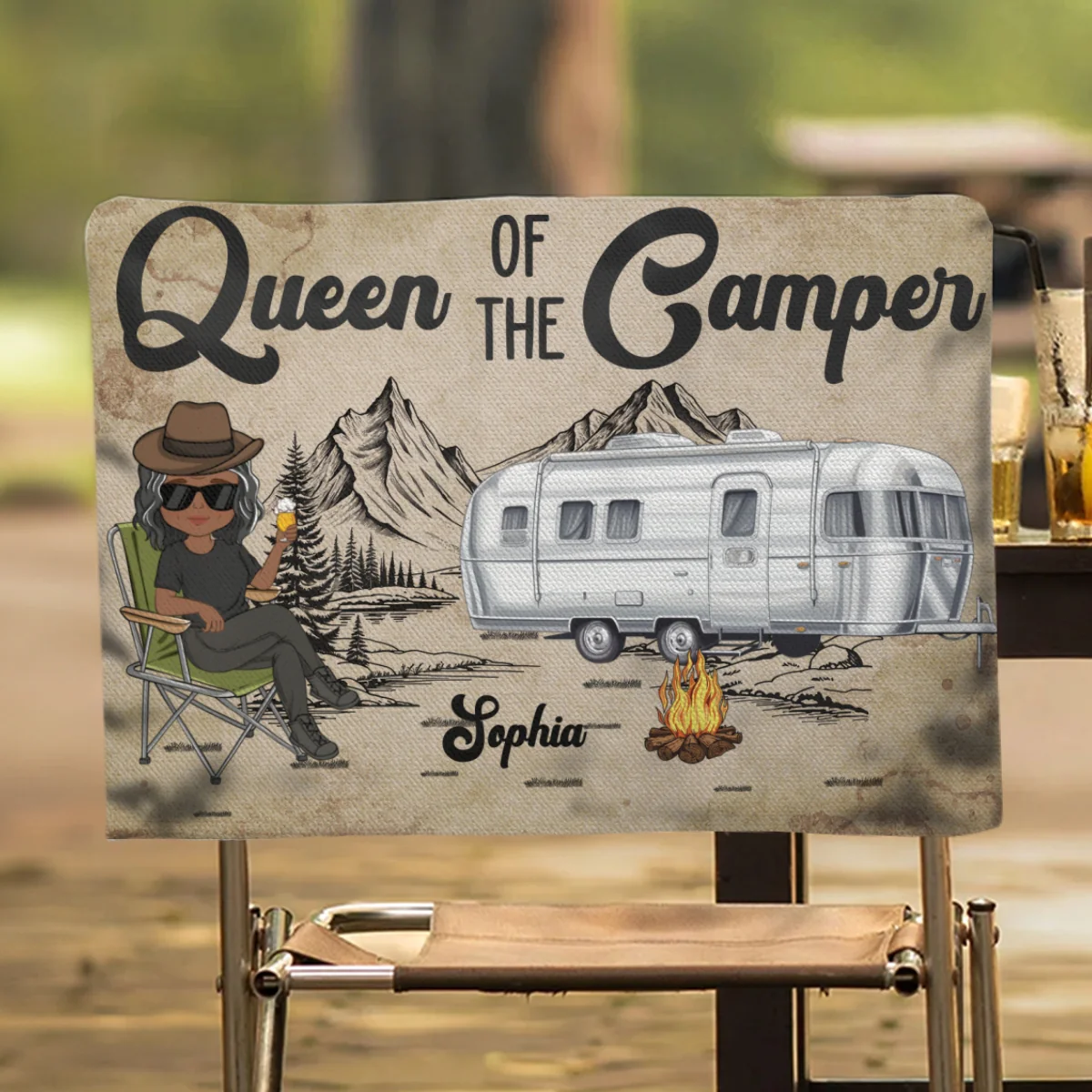 King Queen Of The Camper -  Personalized Custom Camping Chair Cover - Image 7