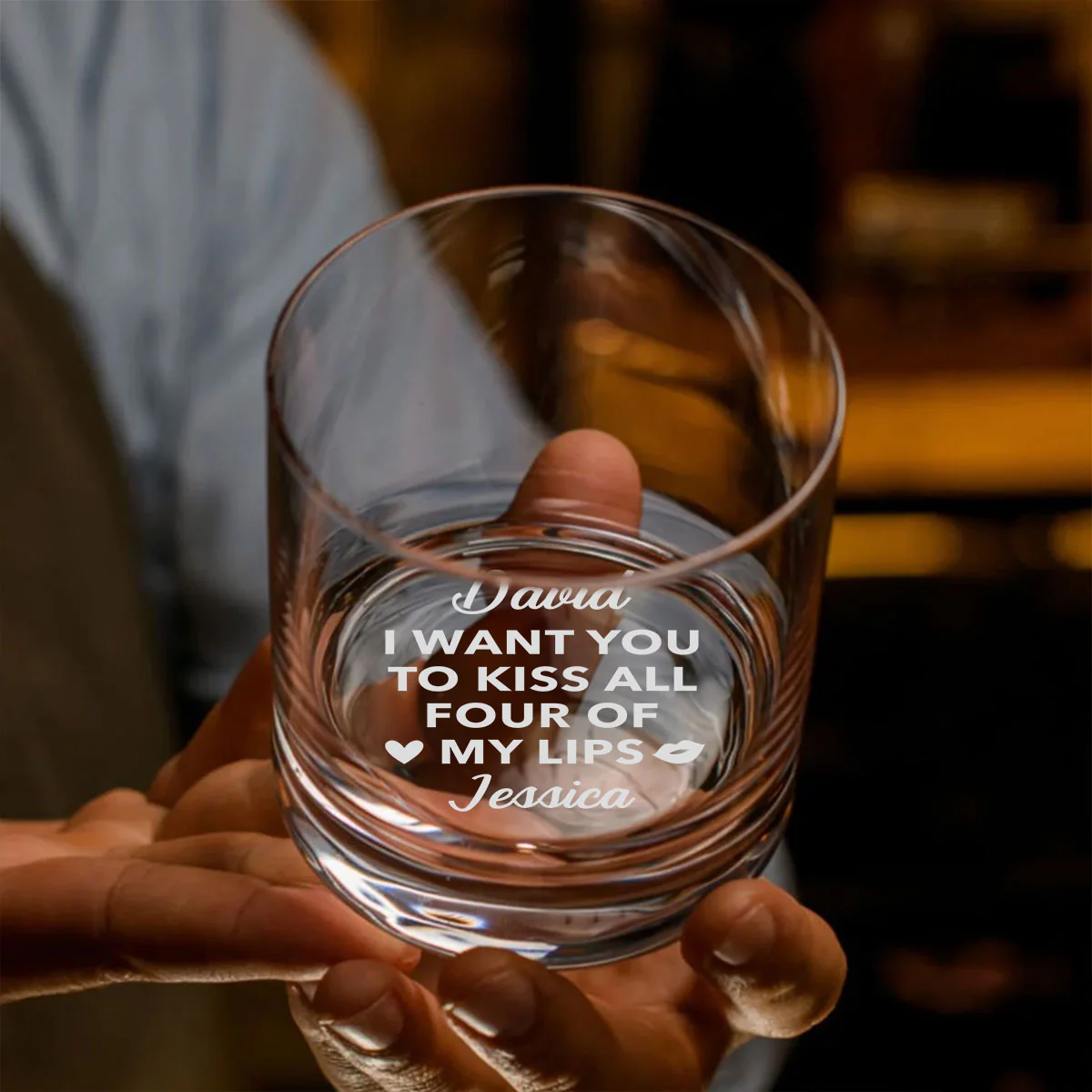 Kiss My Lips Let Play - Personalized Custom Engraved Whiskey Glass - Image 3