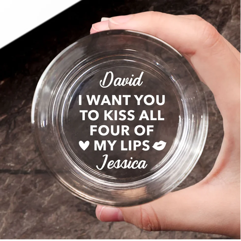 Kiss My Lips Let Play - Personalized Custom Engraved Whiskey Glass - Image 8