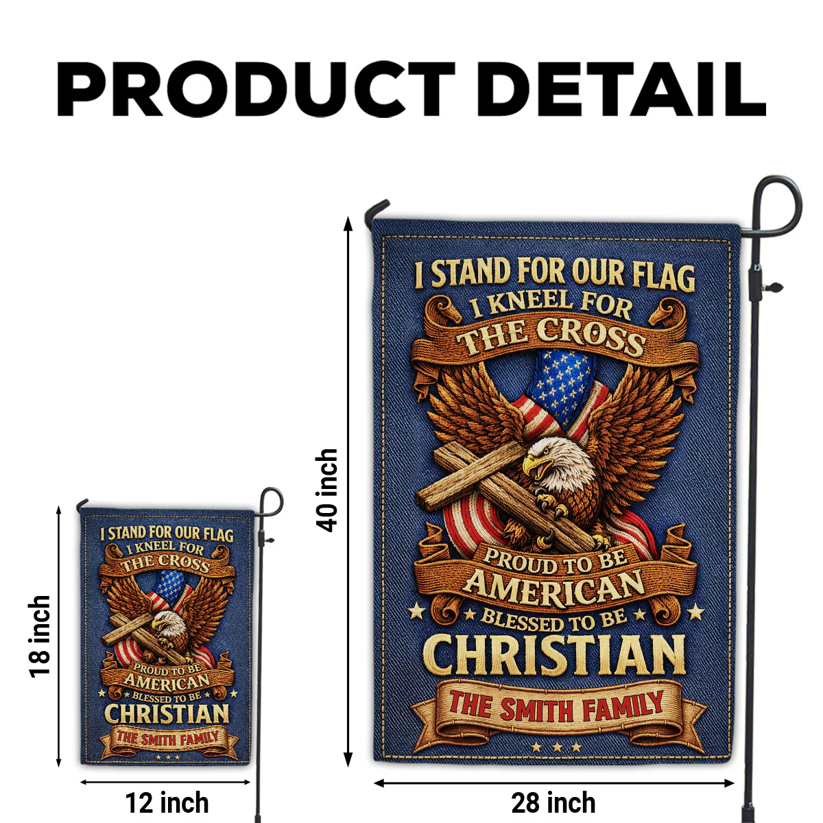 Kneel For Cross - Personalized 3D Effect Custom Flag - Image 5