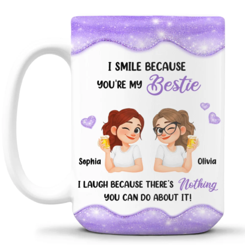 Laugh Because Of You Sister - Personalized Custom Coffee Mug - Image 7