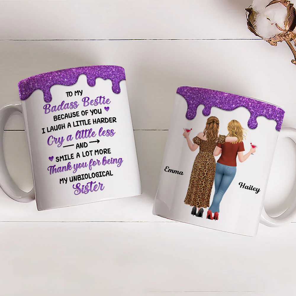 Laugh More And Cry Less - Personalized Custom Coffee Mug - Image 3