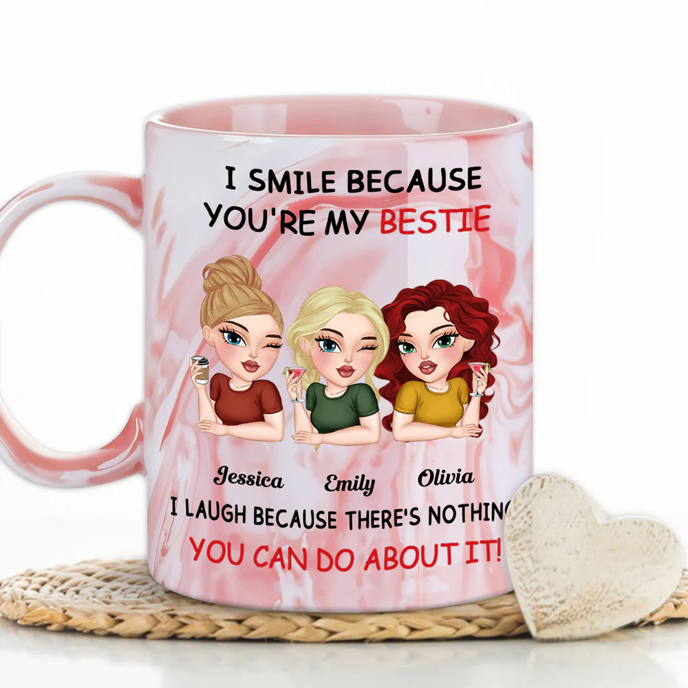 Laugh Together - Personalized Custom Pink Marble Mug - Image 3