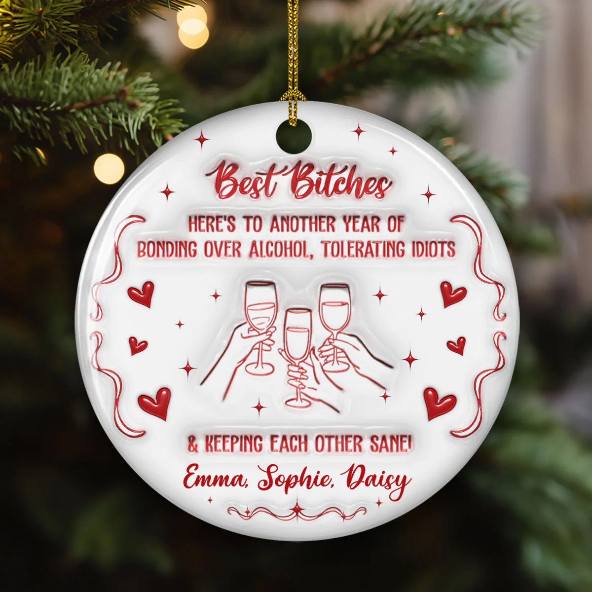 Laughing At Our Own Jokes - Personalized Custom 3D Inflated Effect Ceramic Ornament