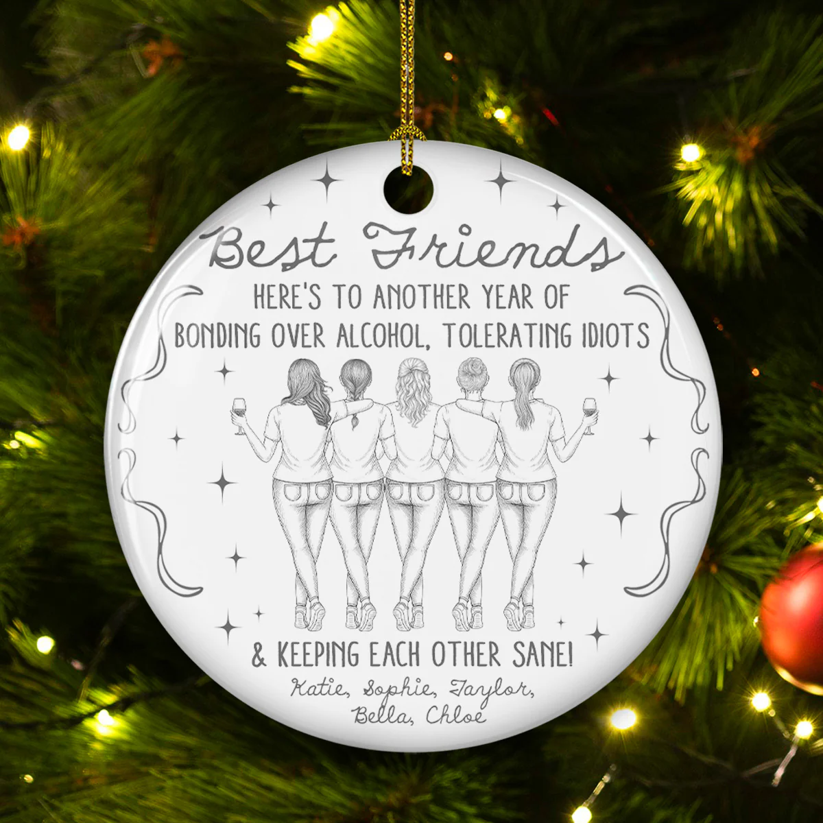 Laughing At Our Own Jokes - Personalized Custom Ceramic Ornament - Image 4