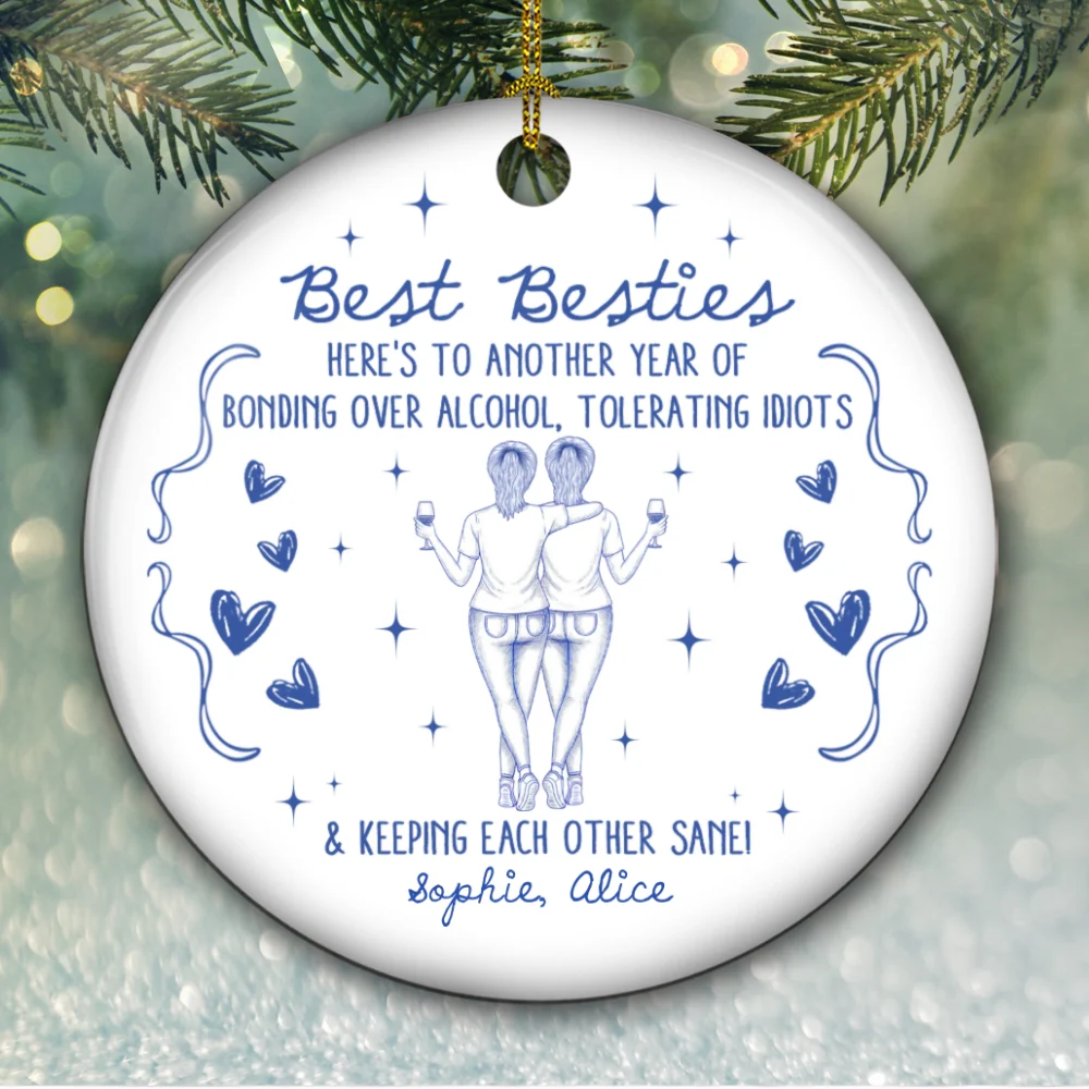 Laughing At Our Own Jokes - Personalized Custom Ceramic Ornament - Image 5