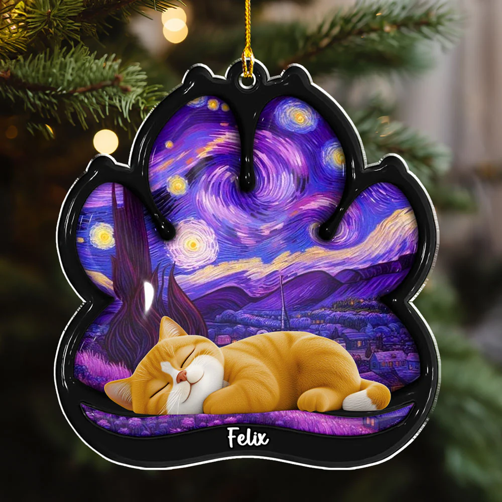 Lay Here With Cat - Personalized Custom 3D Effect Acrylic Ornament - Image 3