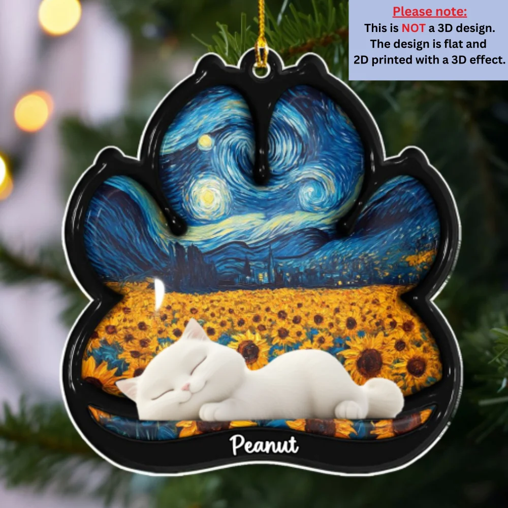 Lay Here With Cat - Personalized Custom 3D Effect Acrylic Ornament - Image 6