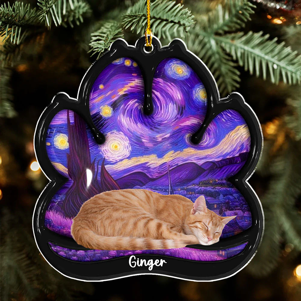 Lay Here With Cat Photo - Personalized Custom 3D Effect Acrylic Ornament - Image 3