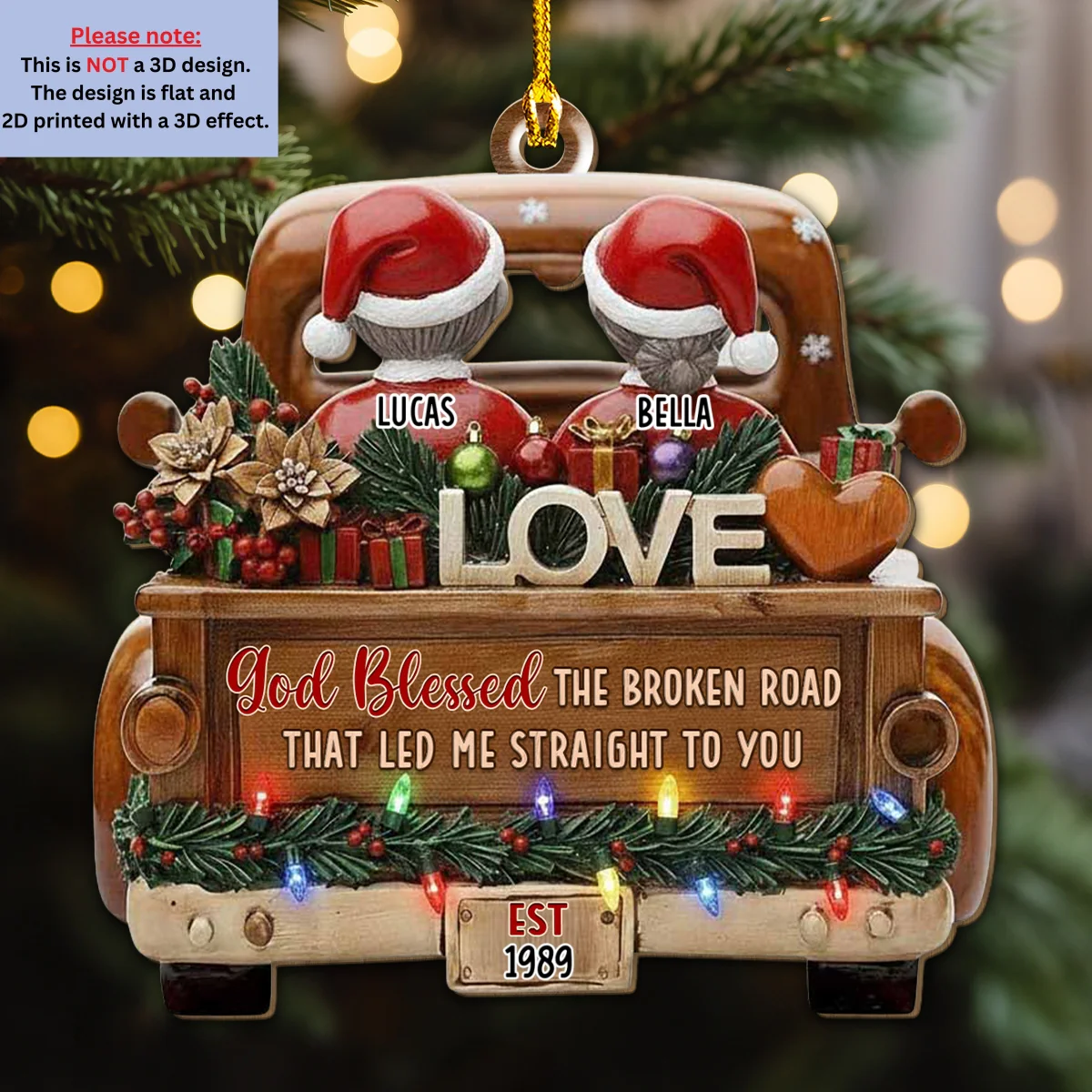 Led Me Straight To You - Personalized Custom 3D Effect Wood Ornament - Image 4