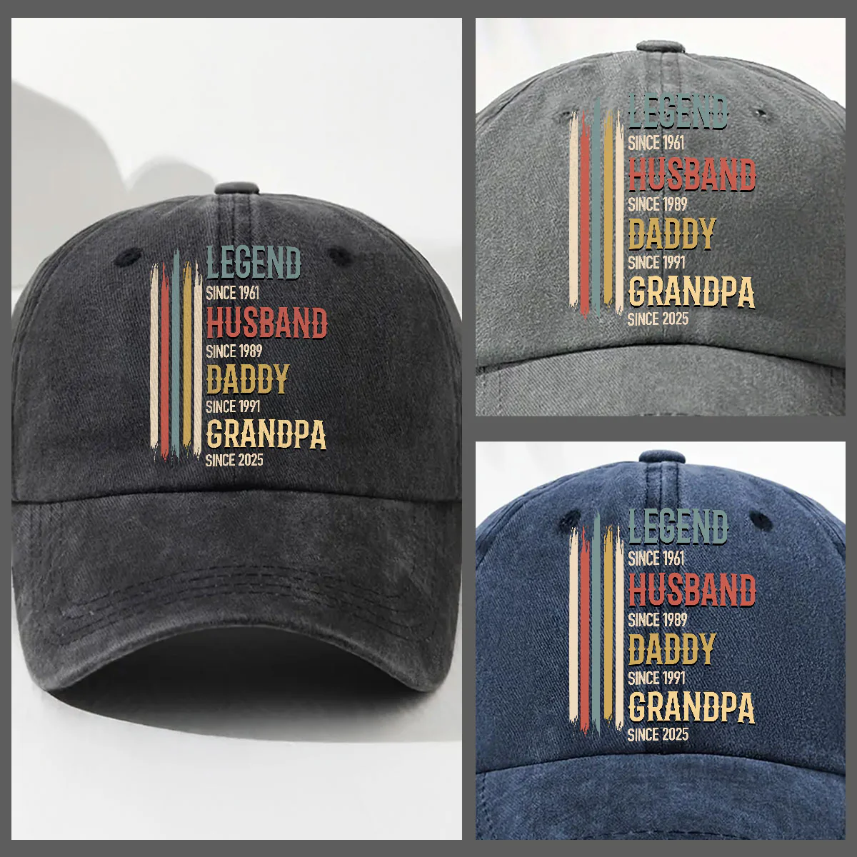 Legacy Of A Legend - Personalized Custom Vintage Washed Denim Cap - Image 3