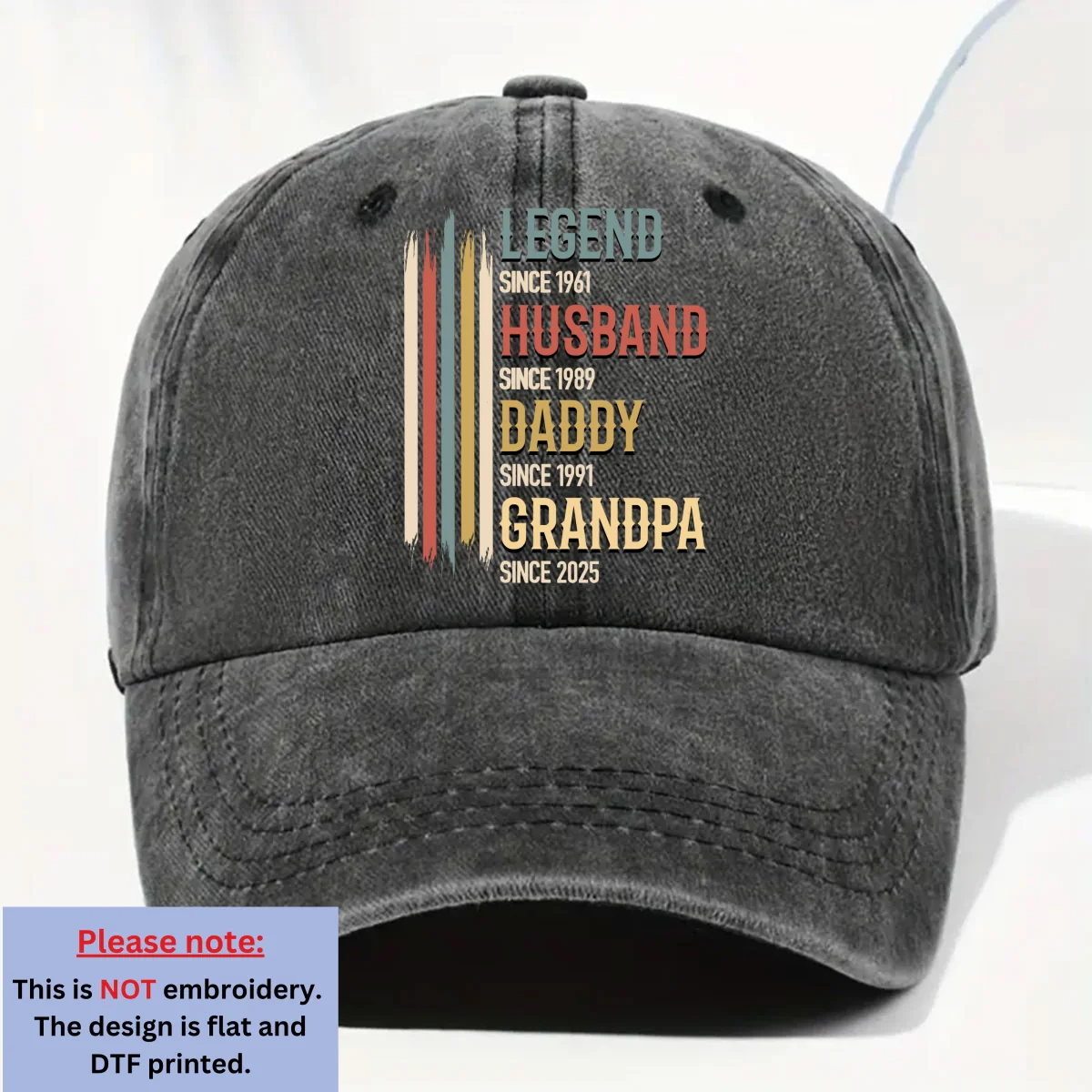 Legacy Of A Legend - Personalized Custom Vintage Washed Denim Cap - Image 6