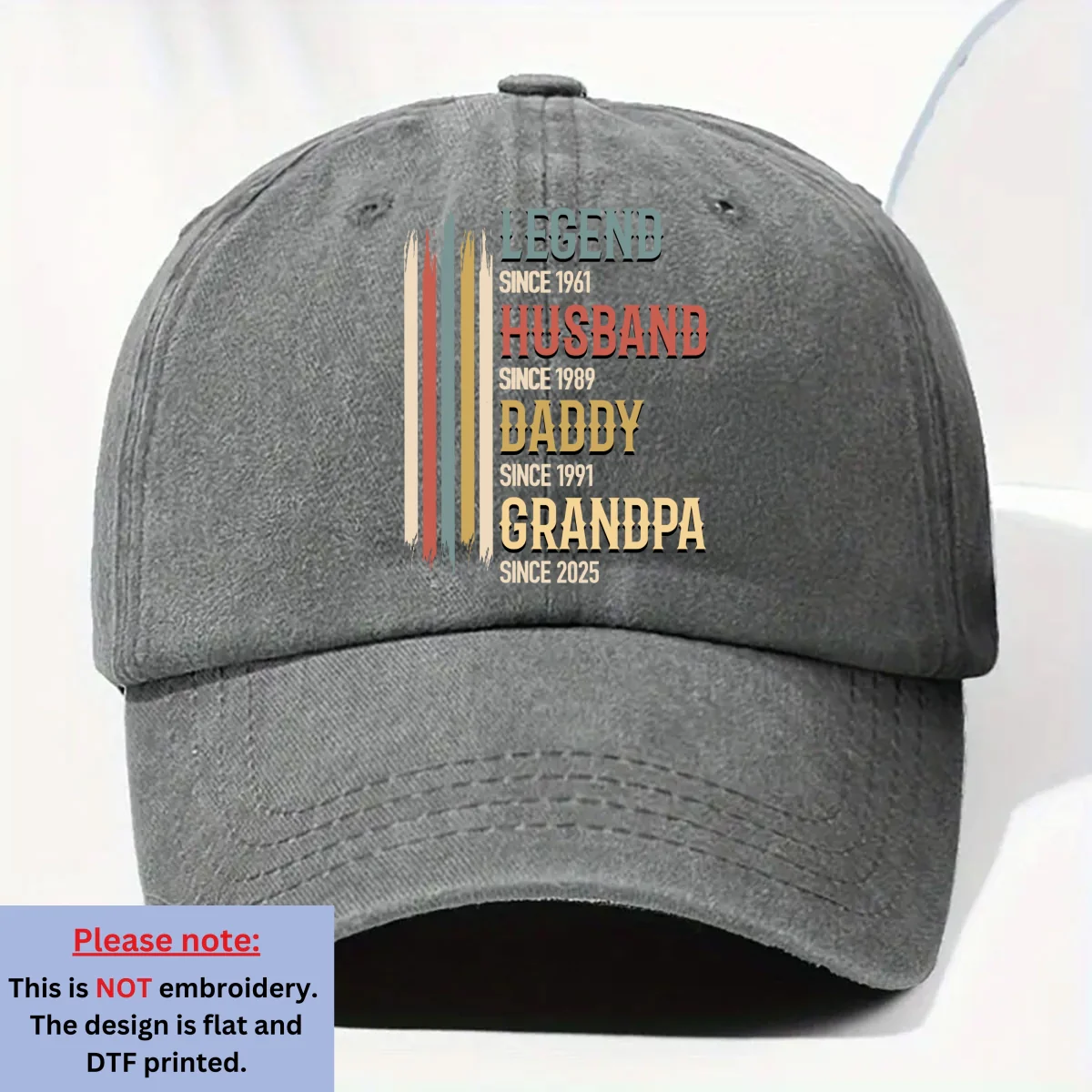 Legacy Of A Legend - Personalized Custom Vintage Washed Denim Cap - Image 7
