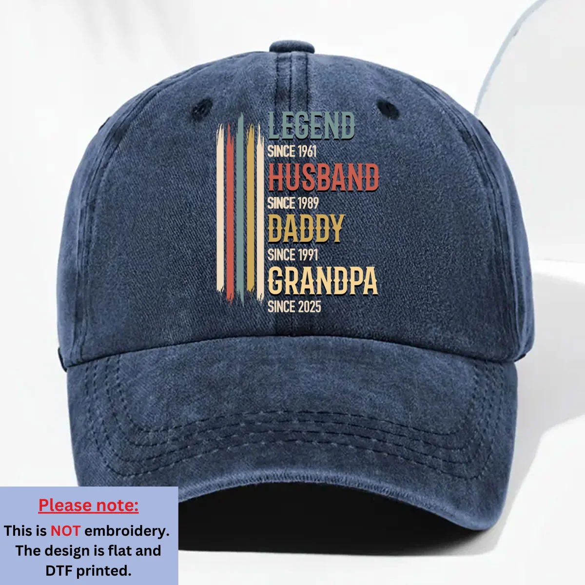 Legacy Of A Legend - Personalized Custom Vintage Washed Denim Cap - Image 8