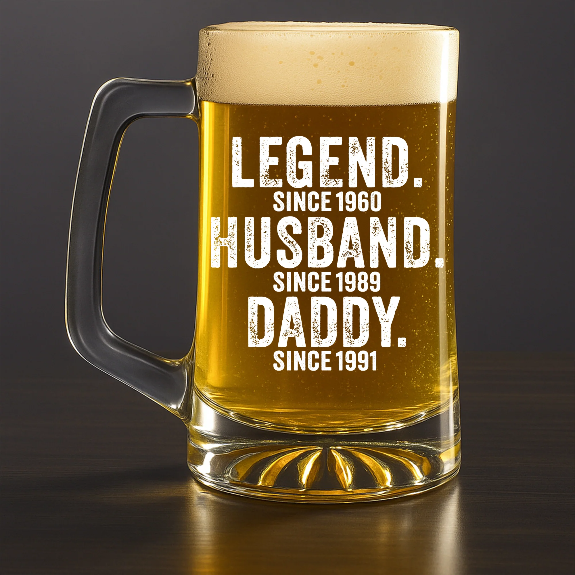 Legend Husband Dad Grandpa - Personalized Custom Beer Glass With Handle - Image 2